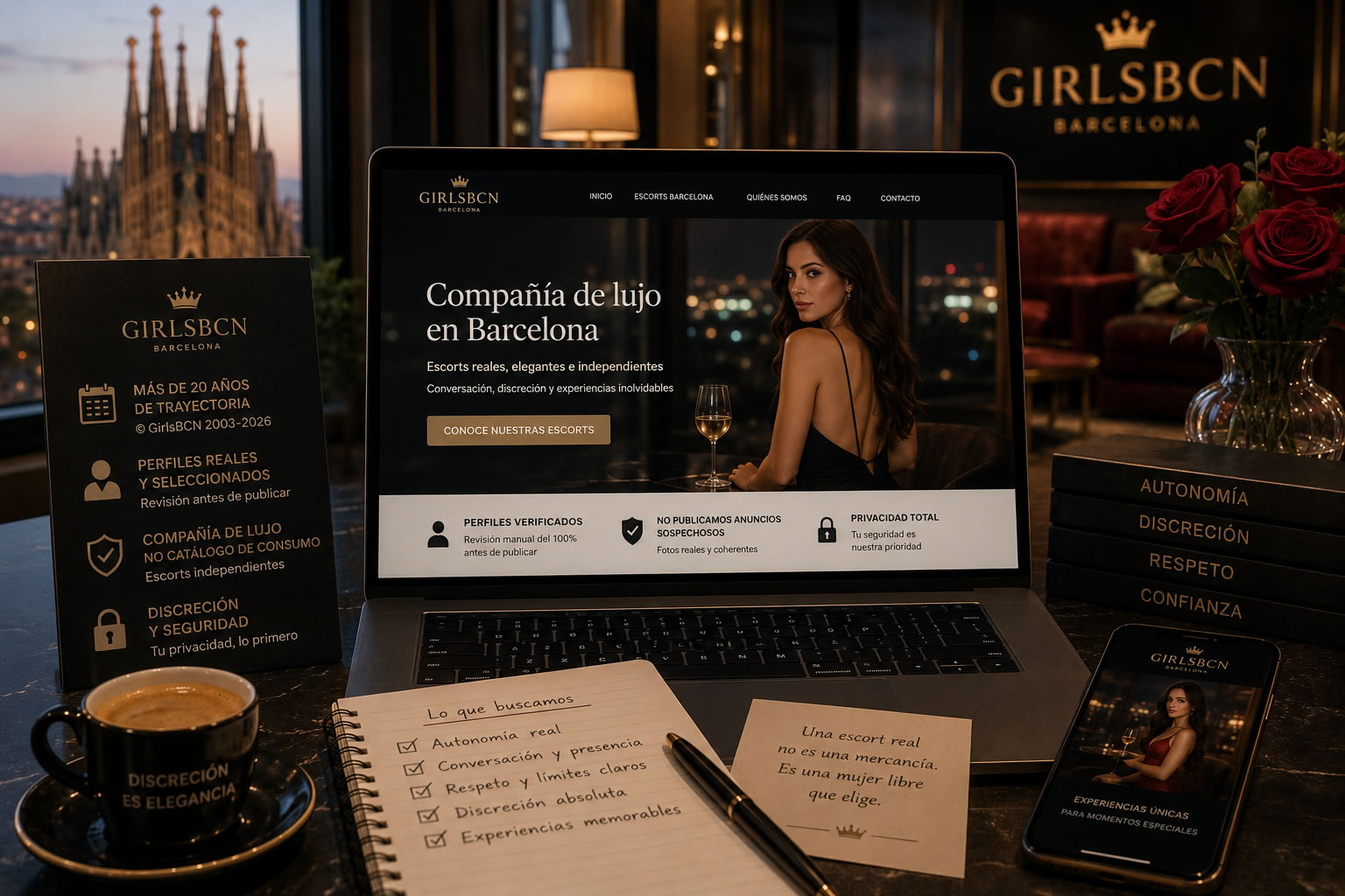 Présentation éditoriale de GirlsBCN comme plateforme de compagnie pour adultes