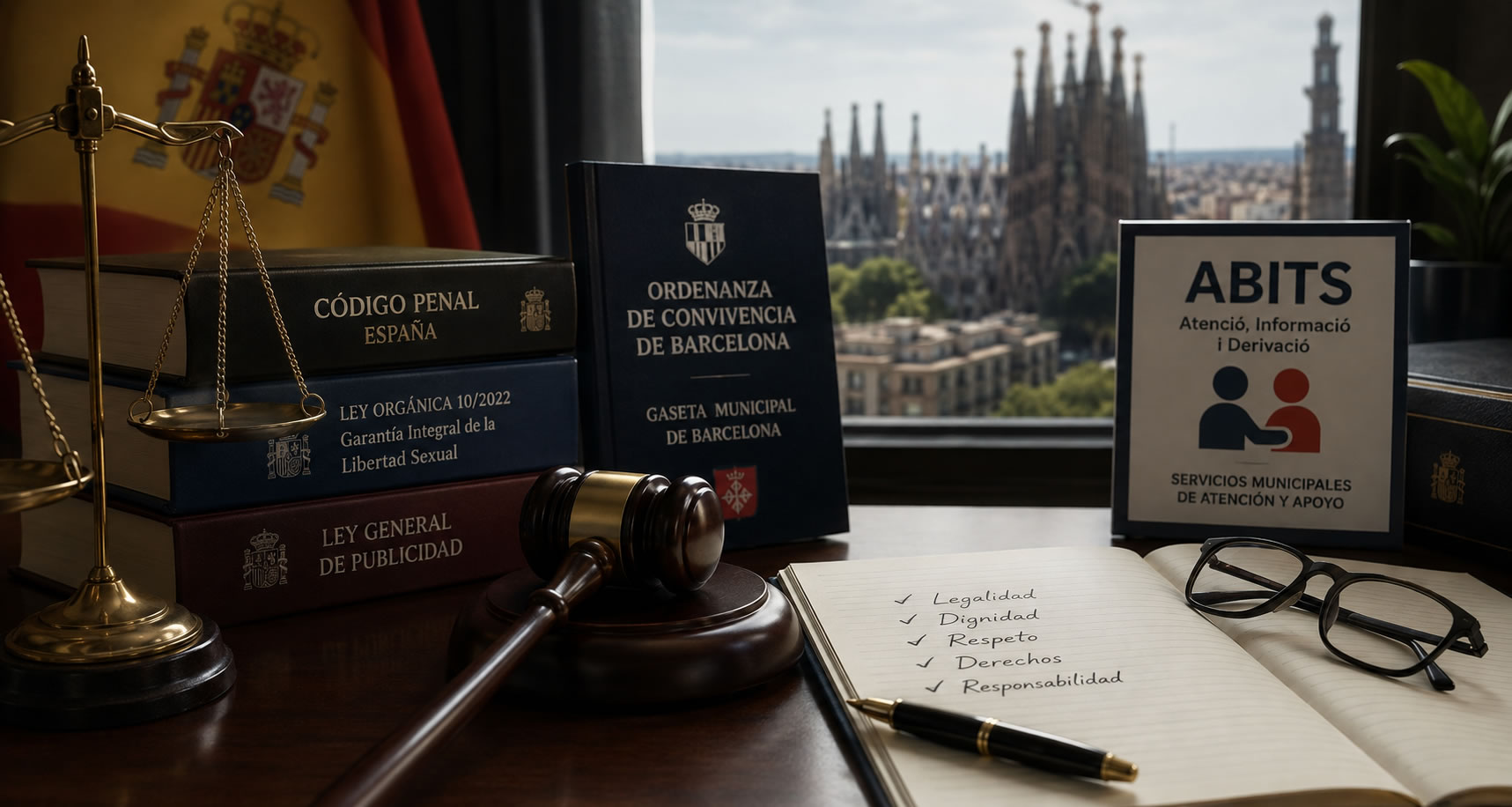 Représentation éditoriale du cadre légal applicable à Barcelone
